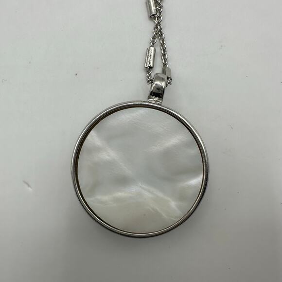 LOFT Silver Chain Purple White Necklace Costume Jewelry Modern Contemporary - Picture 2 of 7